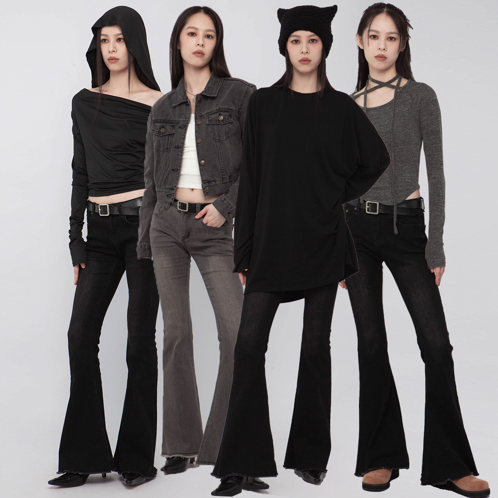 復古低腰牛仔喇叭褲(in stock)