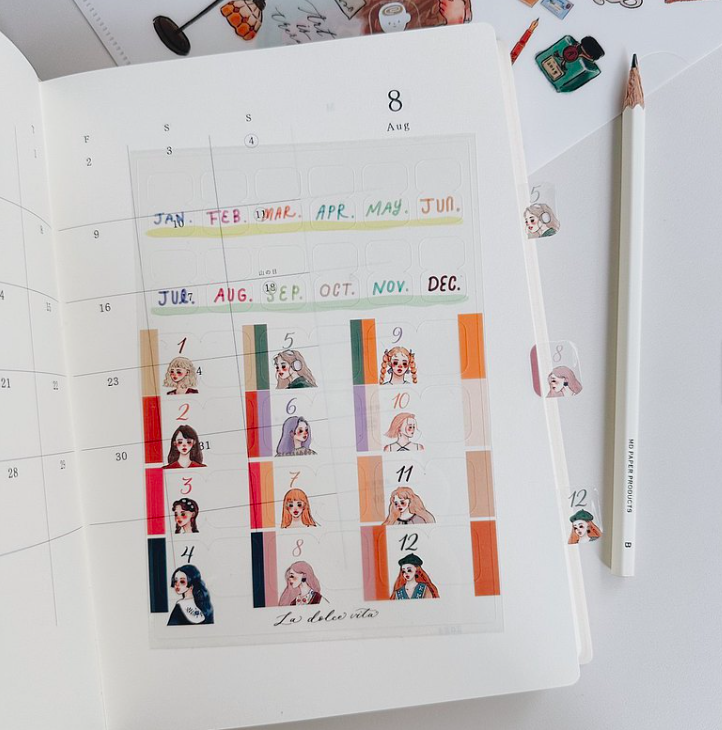 優雅女子畫廊 索引貼紙 透明貼紙｜甜蜜生活