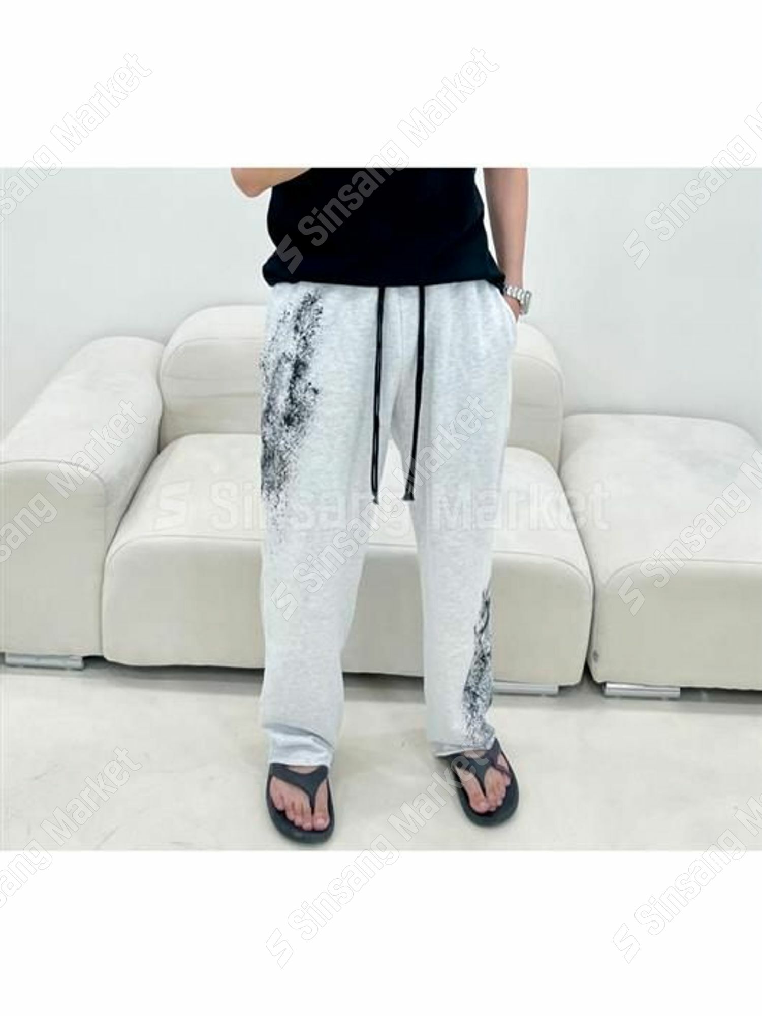 着色細節闊腿褲