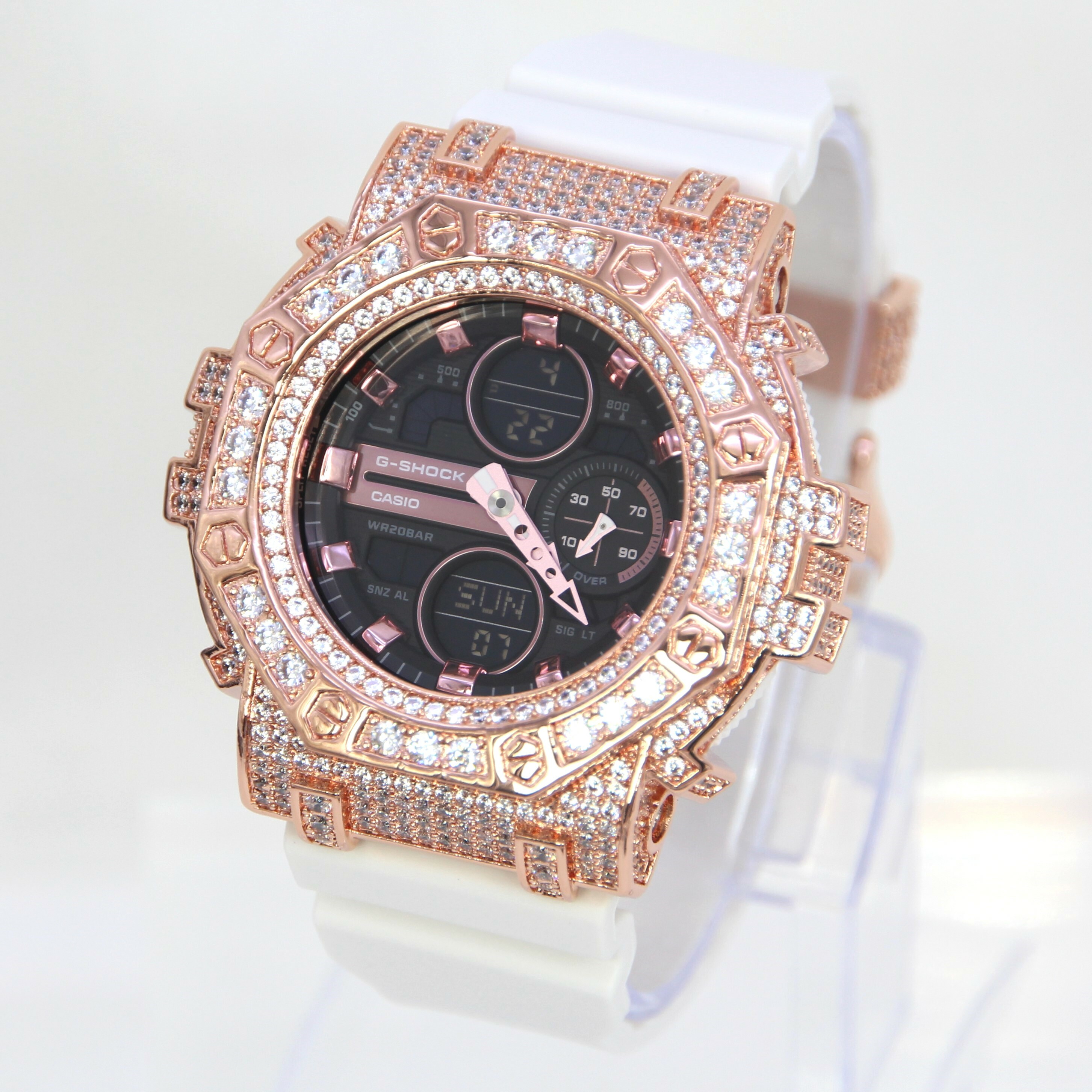 玫瑰金 Mini-G 改裝手錶 GMA-S140M-7A - 八角雙圈