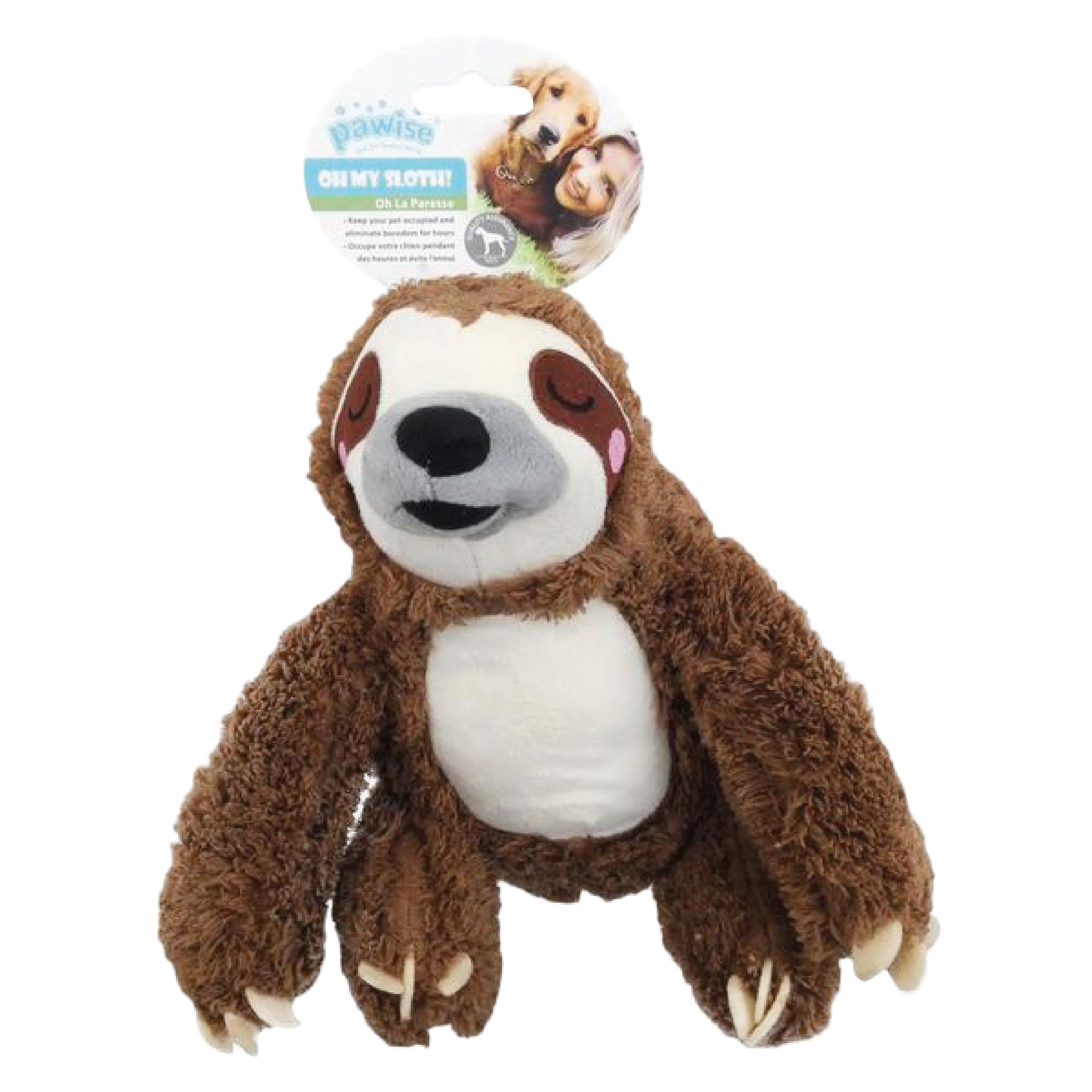 Pawise⎜ 毛茸茸樹懶狗玩具 - 深啡色 (No.15010)