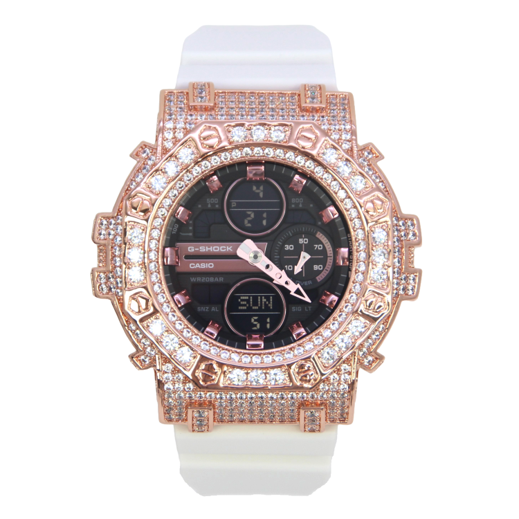 玫瑰金 Mini-G 改裝手錶 GMA-S140M-7A - 八角雙圈