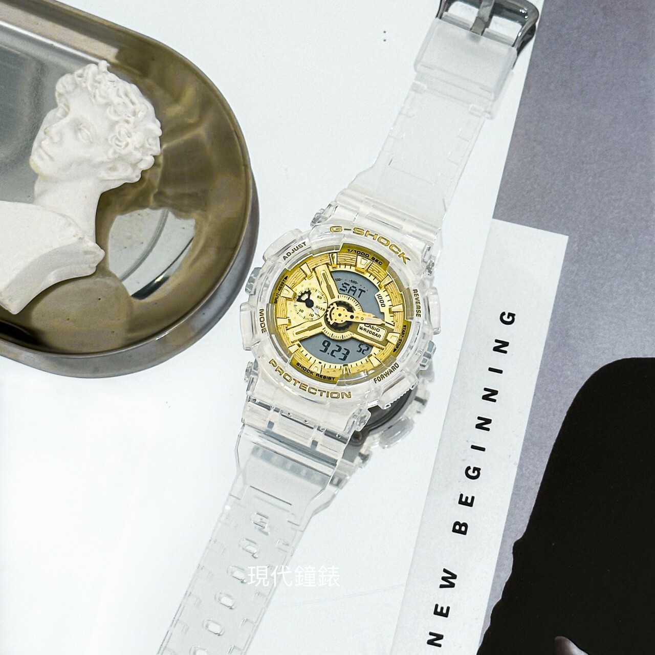 【G-SHOCK】半透明閃耀金色光芒時尚雙顯腕錶 GMA-S110SG-7A 45.9mm 現代鐘錶