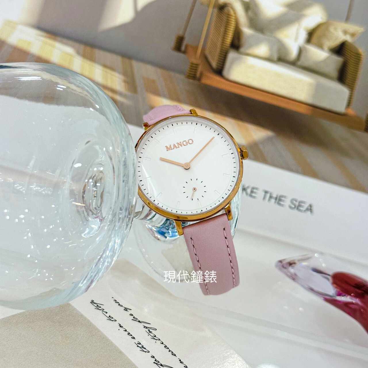 【MANGO】拚色皮革簡約腕錶 MA6722L-PK 34mm 現代鐘錶