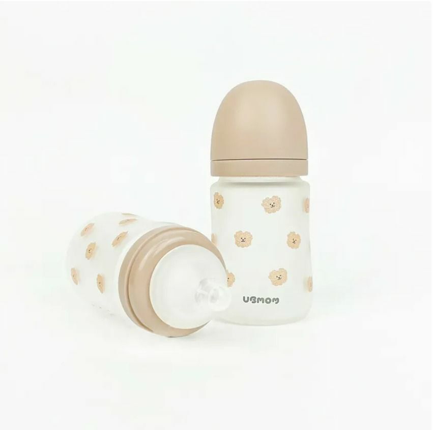 Ubmom 玻璃嬰兒奶瓶（含自選尺寸矽膠奶嘴頭2個）