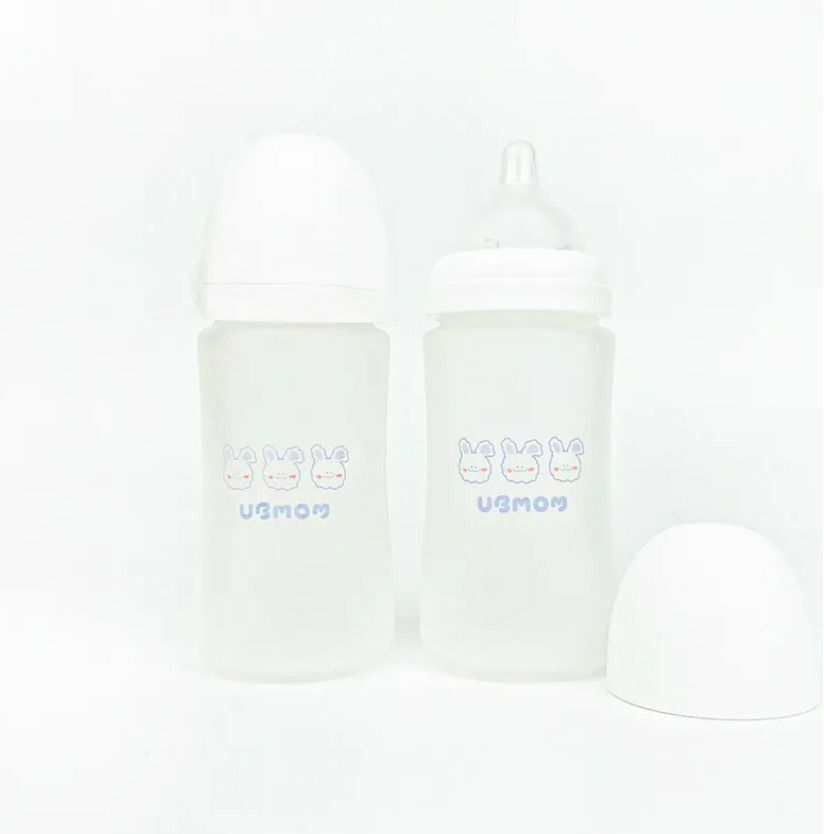Ubmom 玻璃嬰兒奶瓶（含自選尺寸矽膠奶嘴頭2個）