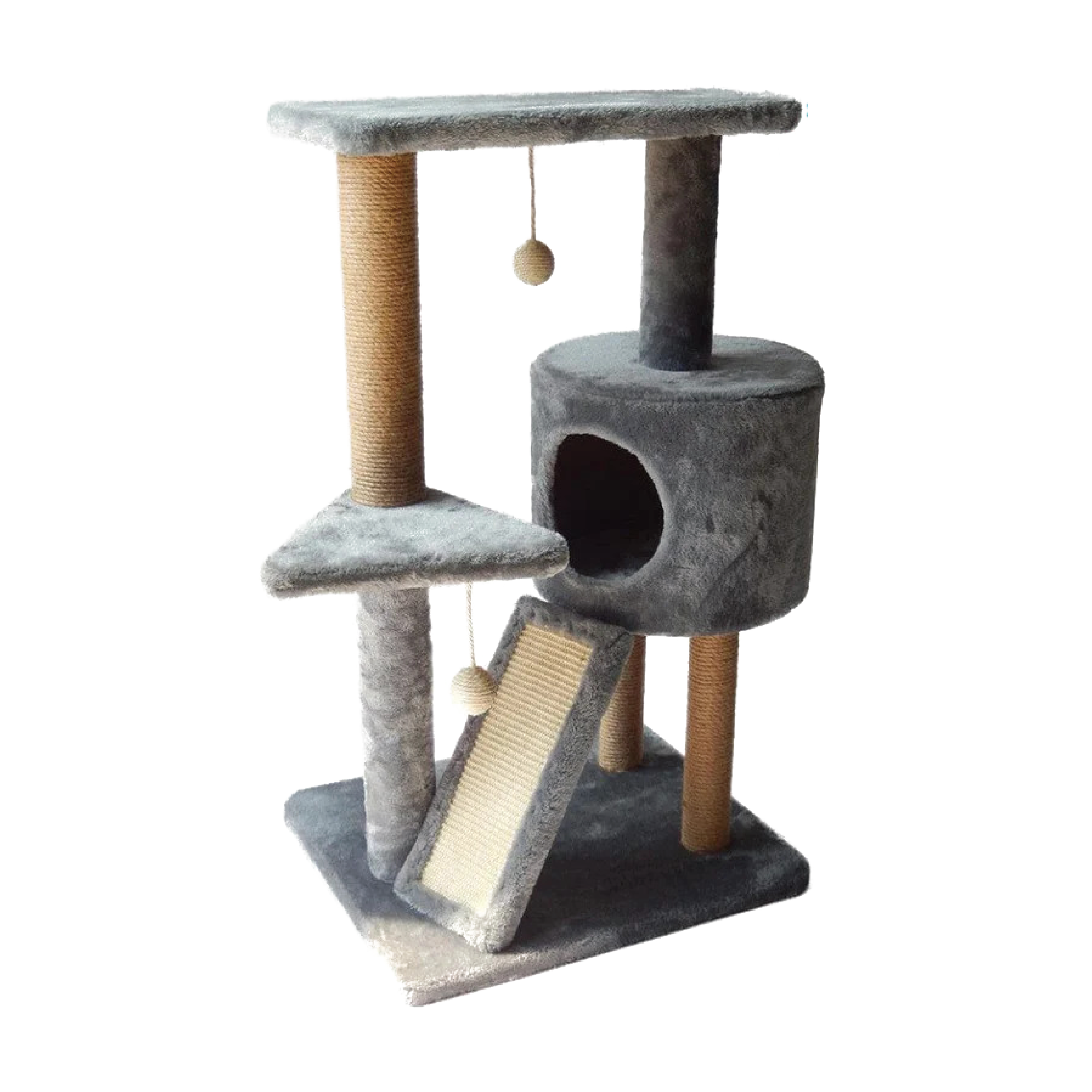 Pawise⎜ 洞穴貓屋連梯子 (灰色) (No.28638)