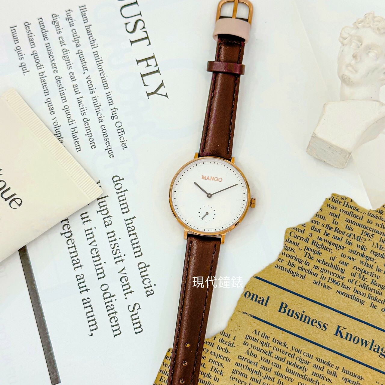 【MANGO】拚色皮革簡約腕錶 MA67222-CE 34mm 現代鐘錶
