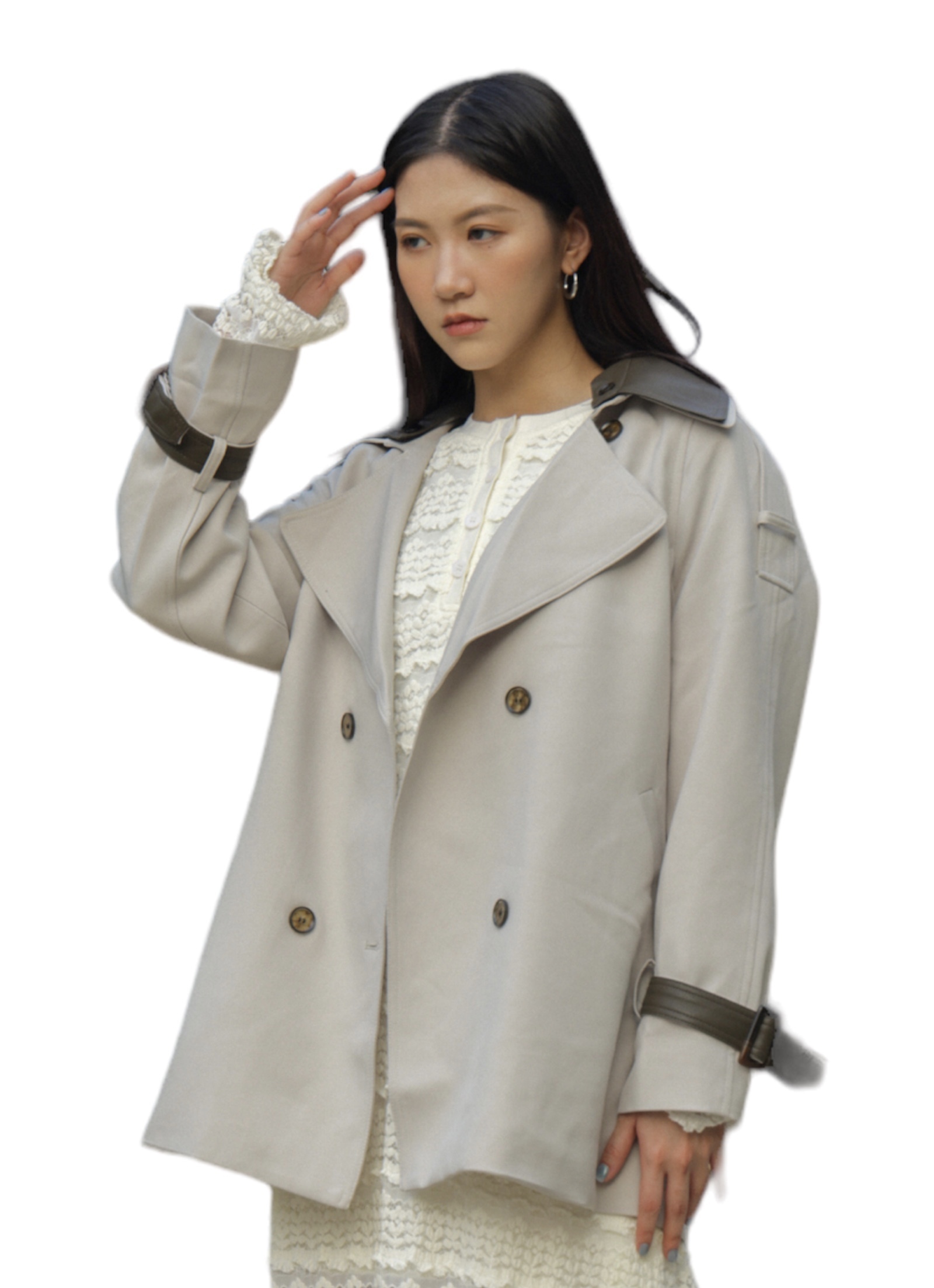 可拆仿皮領中長乾濕褸（現貨款式）