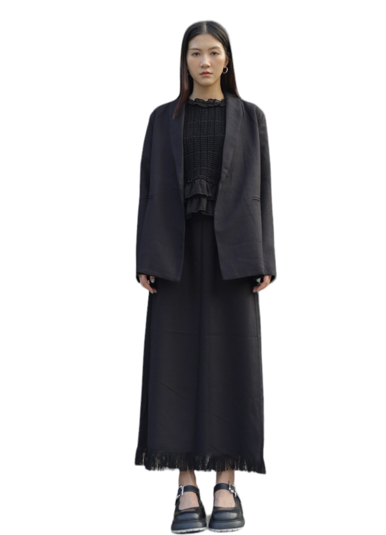 棉麻布西裝褸+蘇蘇腳長裙套裝（現貨款式）