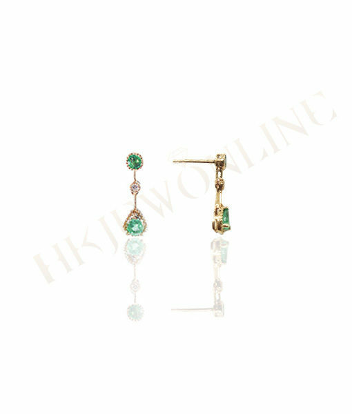 18K Yellow Gold Emerald Diamond Earrings