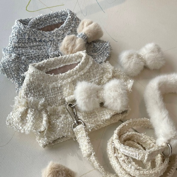 OPAAAP 毛毛蝴蝶結毛呢胸背