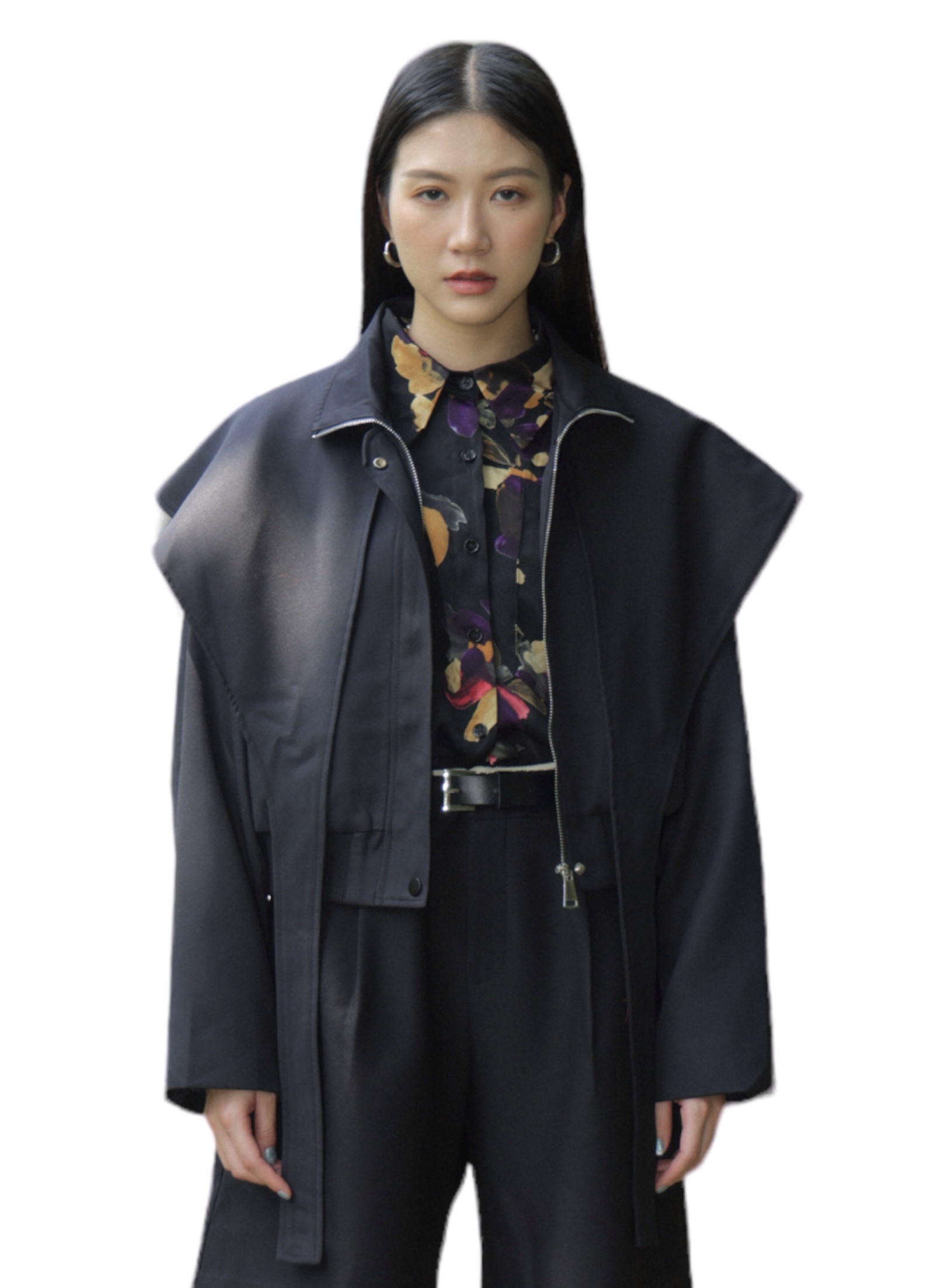 可拆飛膊領拉鏈短外套（現貨款式）