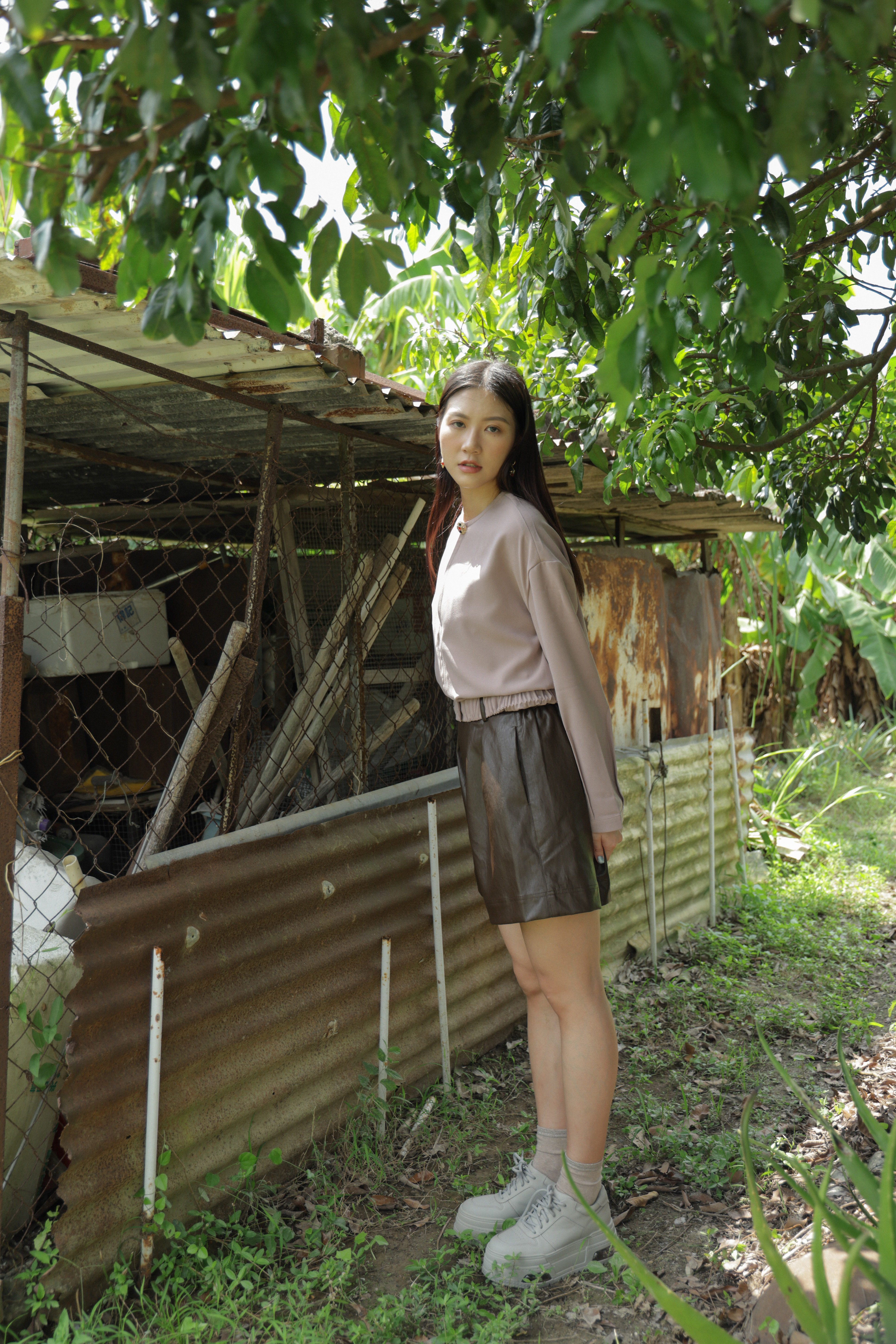 復古鈕連橡筋腰帶上衣（現貨款式）