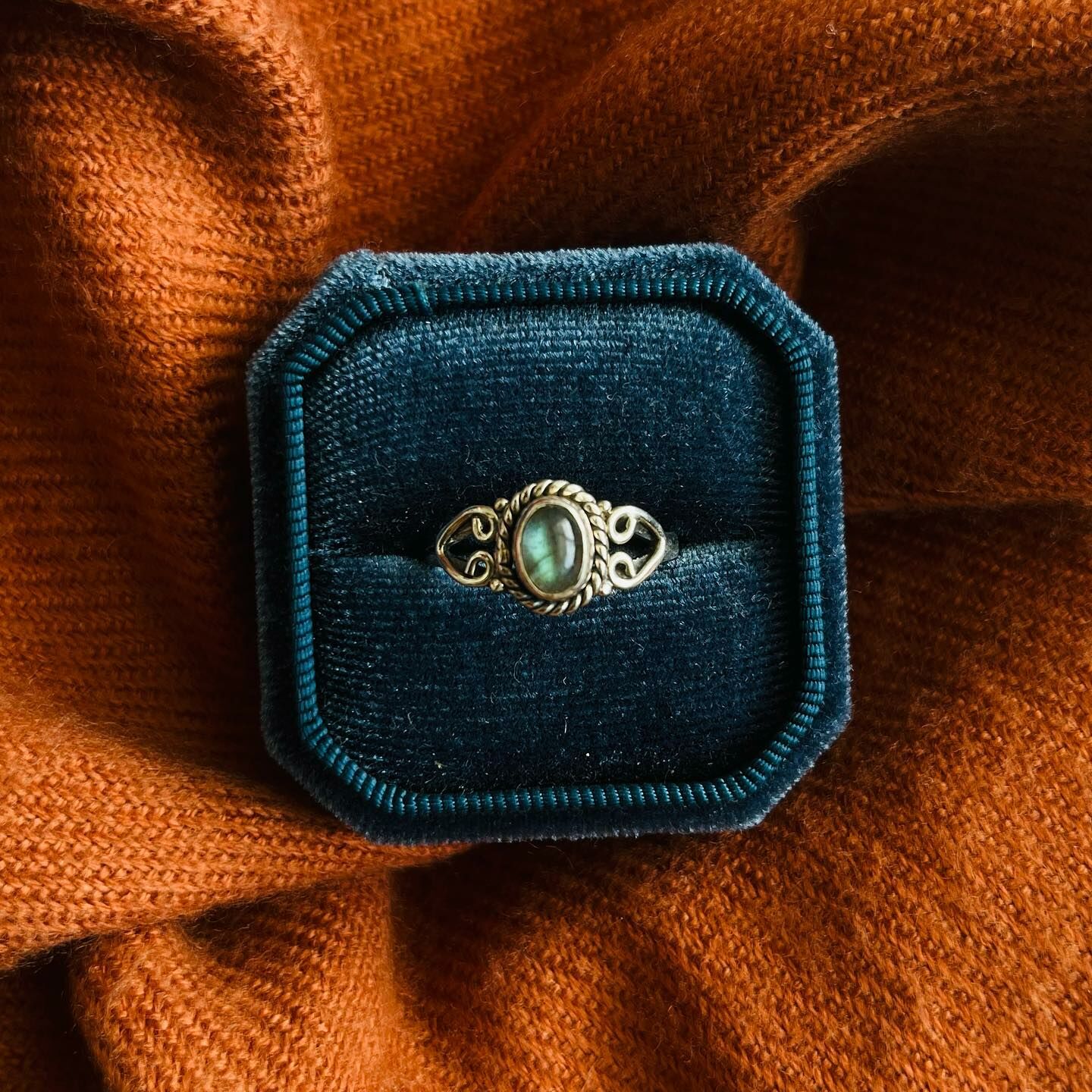 [原石] 拉長石 925銀戒指 US9