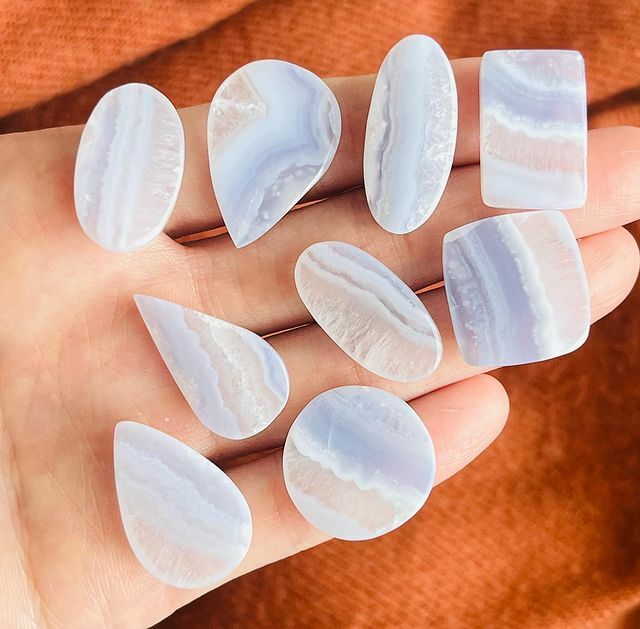 [原石] 藍紋瑪瑙石英 水晶墜面 水晶蛋面