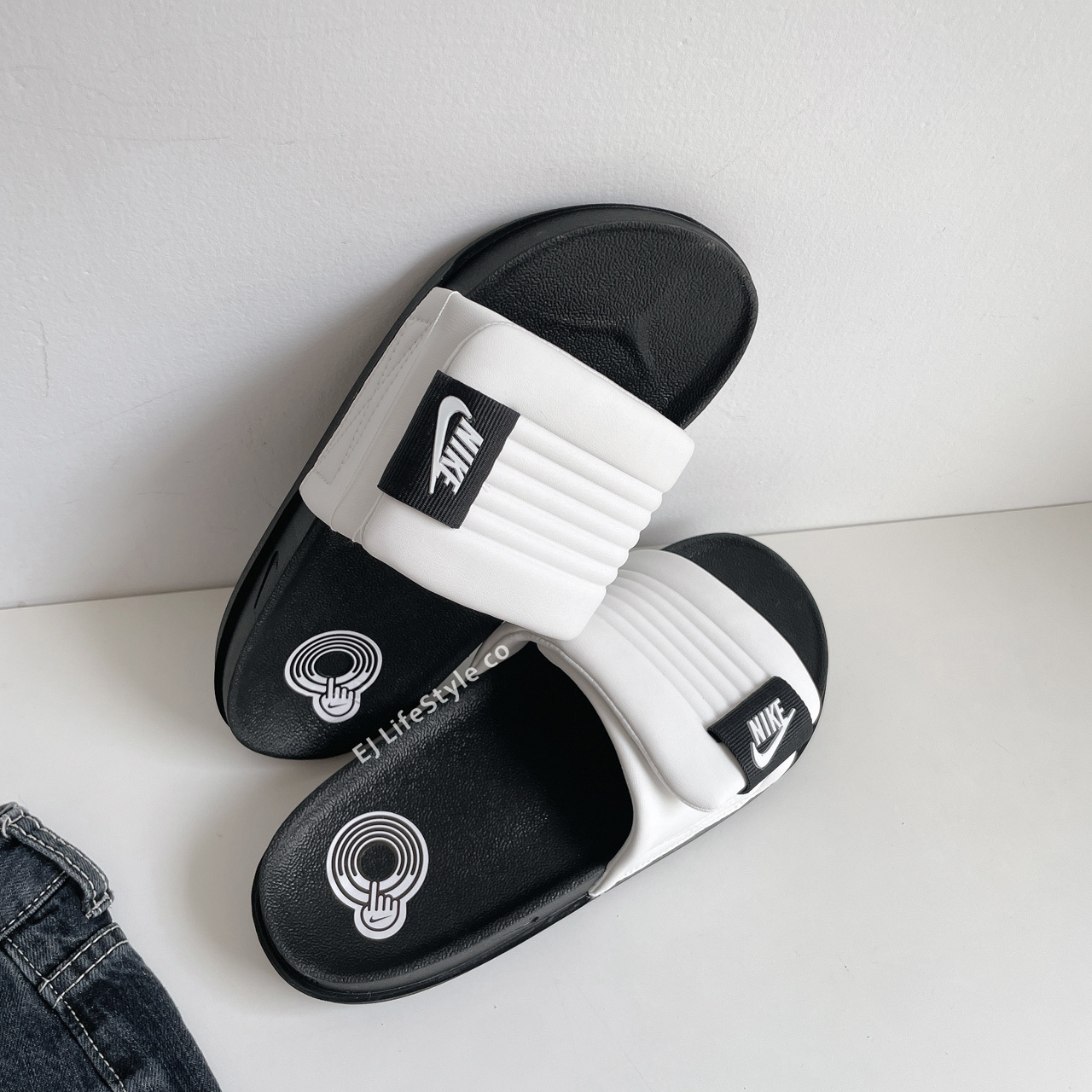 NIKE OFFCOURT ADJUST 白黑 麵包拖 海綿拖 魔鬼氈 可調節 男鞋 DQ9624-100 / 調貨