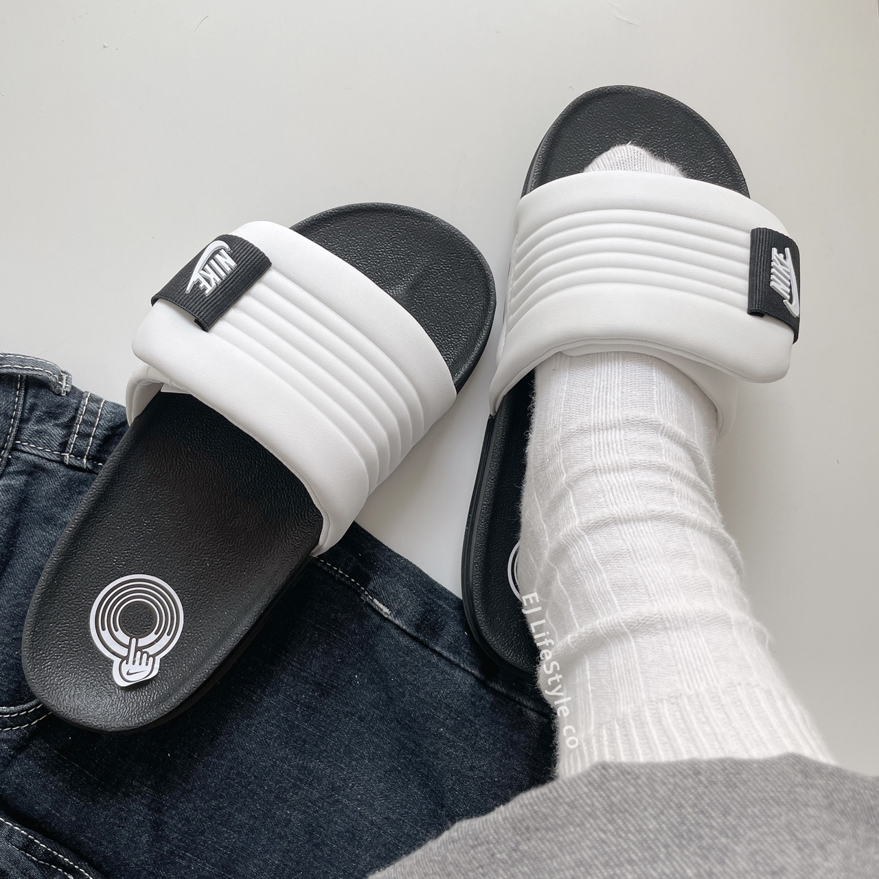 NIKE OFFCOURT ADJUST 白黑 麵包拖 海綿拖 魔鬼氈 可調節 男鞋 DQ9624-100 / 調貨