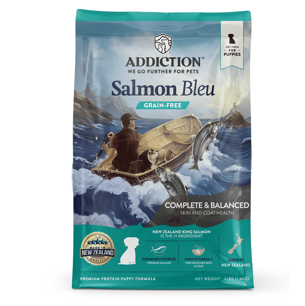 Addiction Grain Free Salmon Bleu Dry Puppy Food 4lb/20lb
