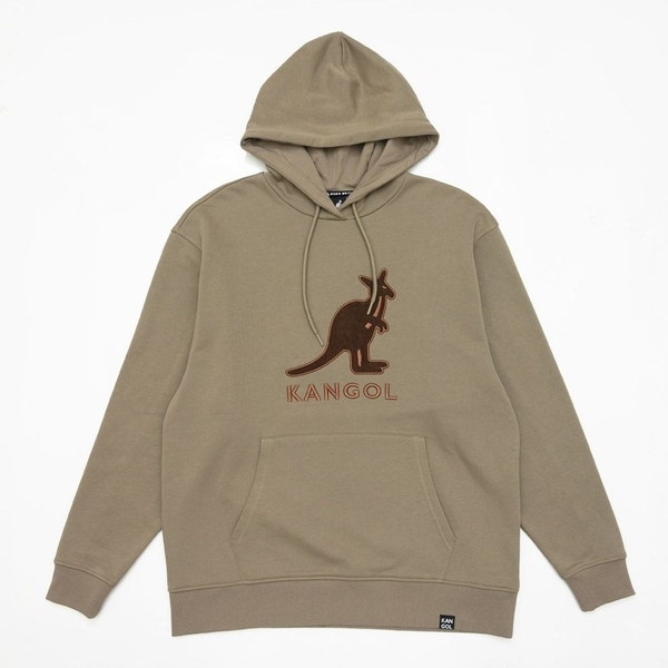 KANGOL 長袖 帽T 深卡其 大LOGO 中性 6255105630