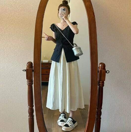 Wide-leg fairy cool ice silk culottes
