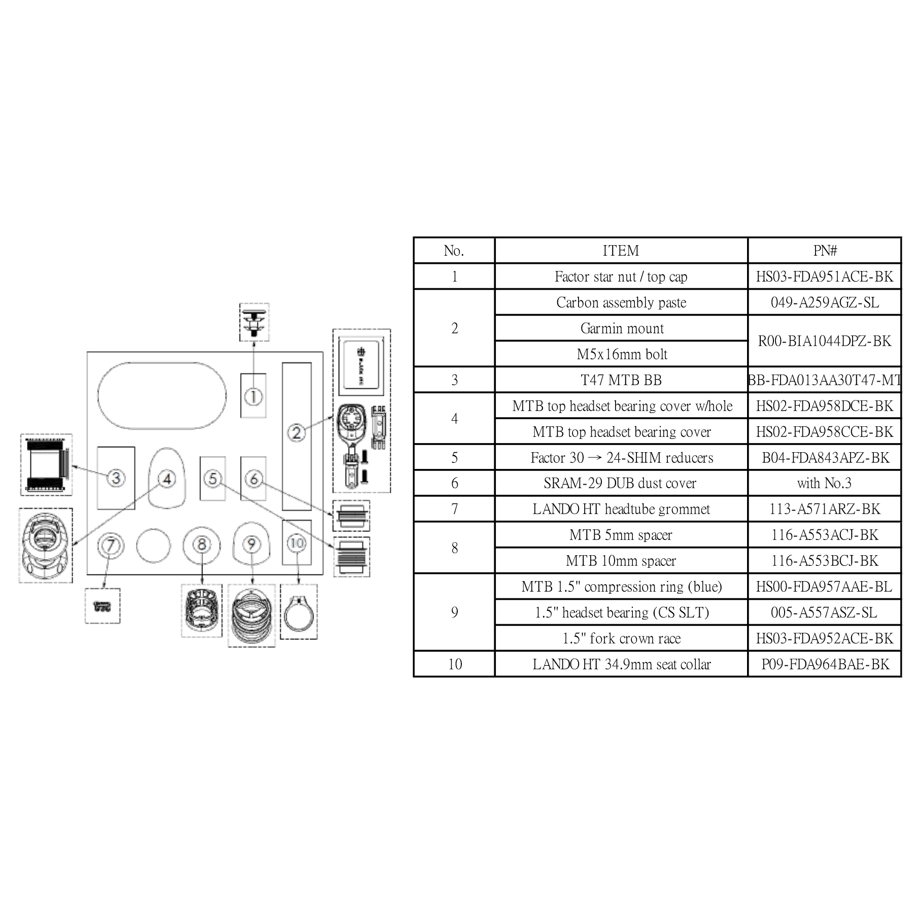Factor Parts MTB 5mm spacer #116-A553ACJ-BK