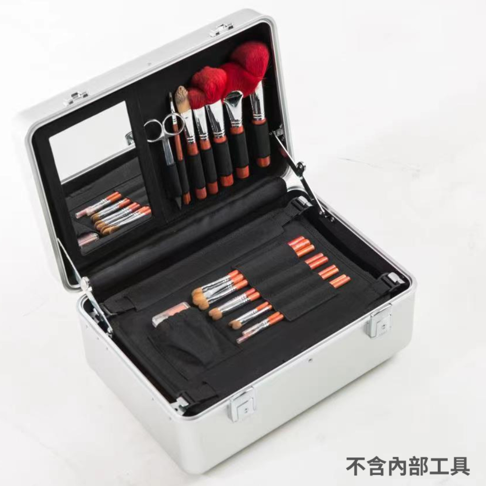 酷麥鋁箱 頂級皮製提把手提化妝箱(附鏡)