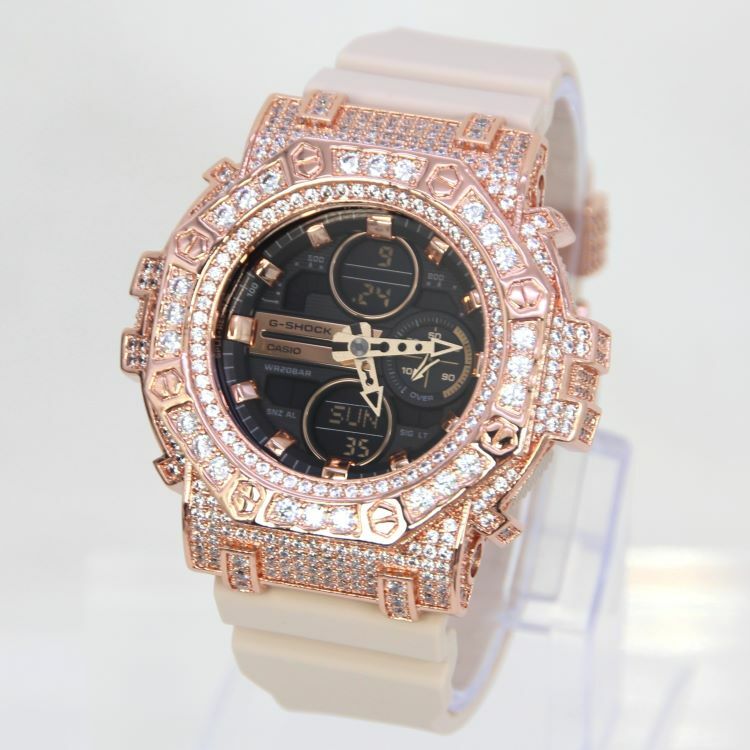 玫瑰金 Mini-G 改裝手錶 GMA-S140M-4A - 八角雙圈