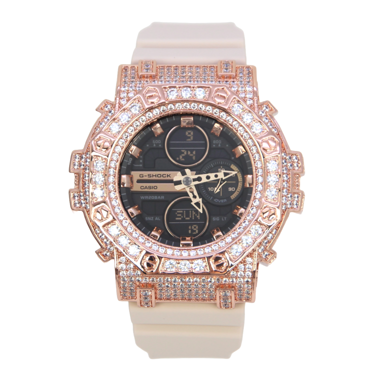 玫瑰金 Mini-G 改裝手錶 GMA-S140M-4A - 八角雙圈