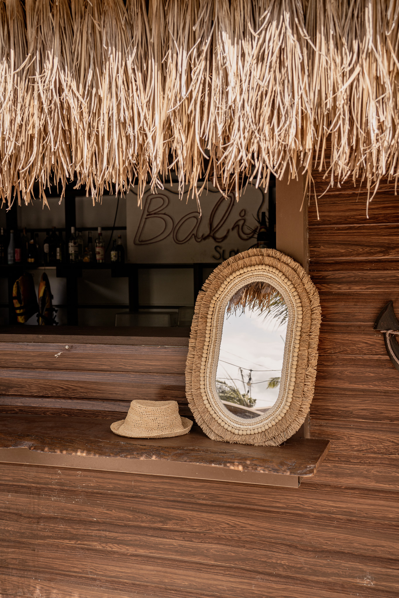 橢圓珠珠草編鏡