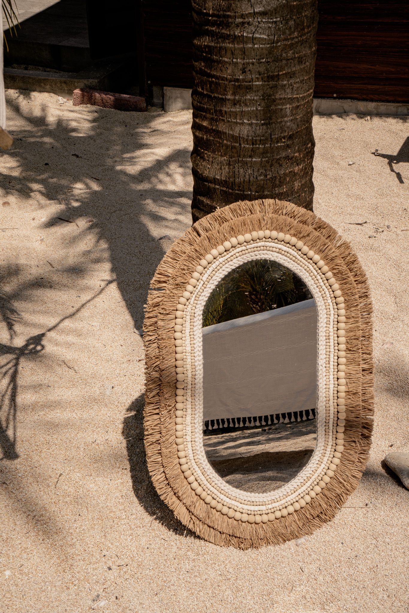 橢圓珠珠草編鏡