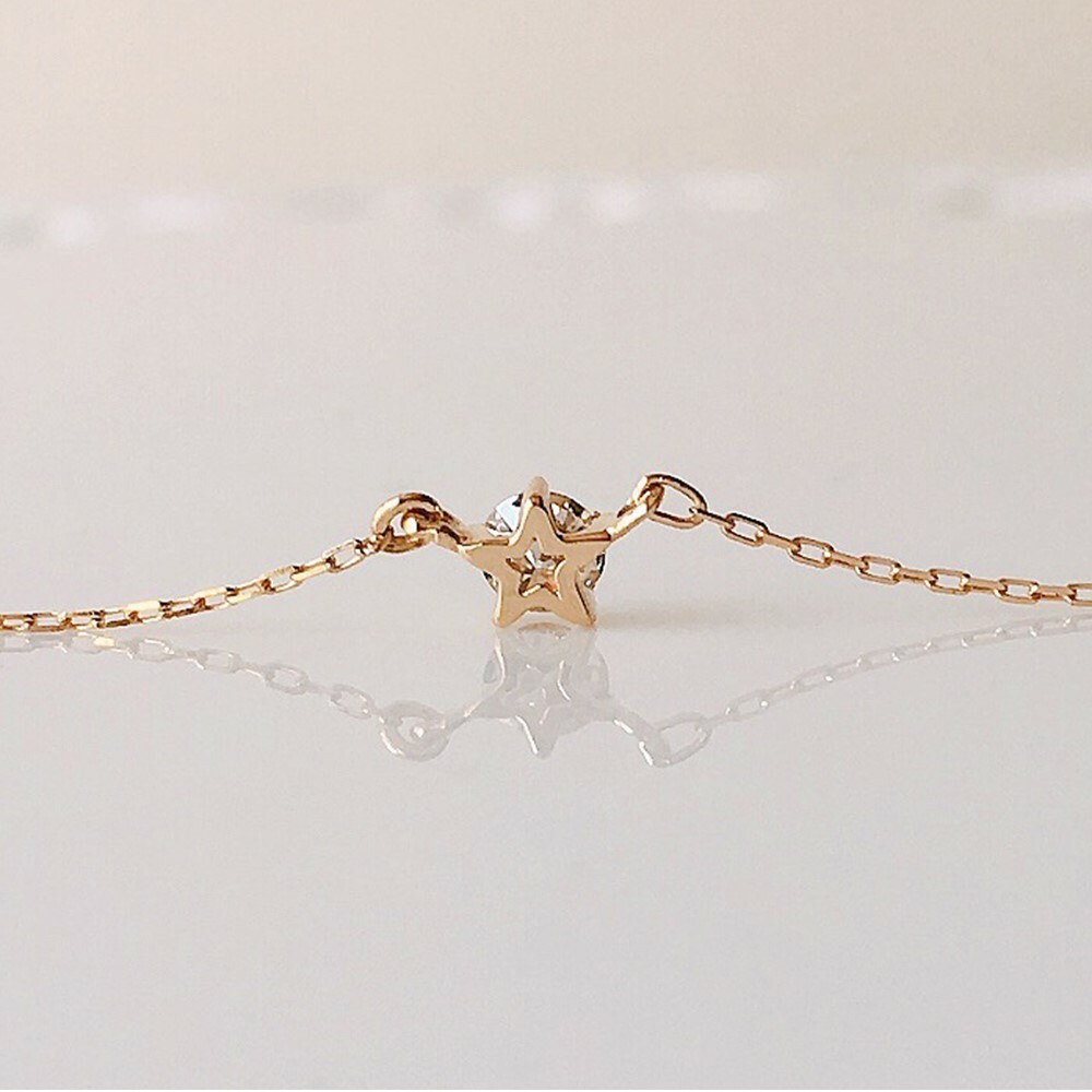 【me.luxe】K10黃K星星10分鑽石鍊