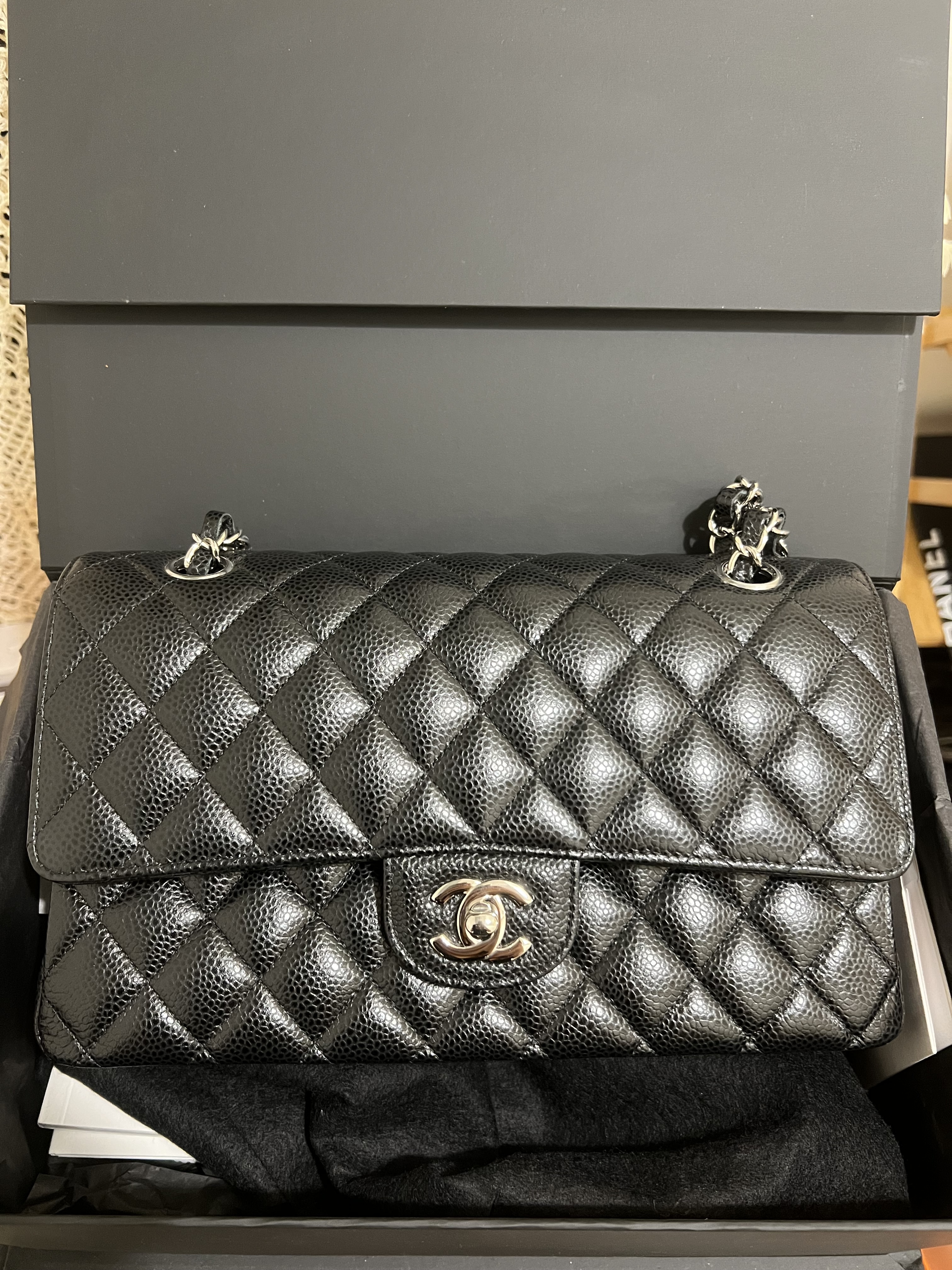 Chanel Classic Flap Bag Medium 25cm (black caviar/ silver)