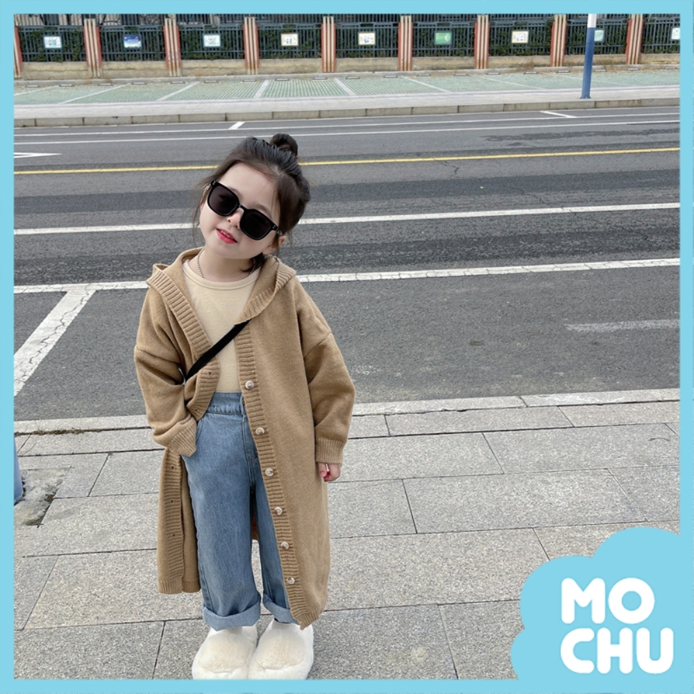 慵懶風針織單排扣連帽開衫(兩色)