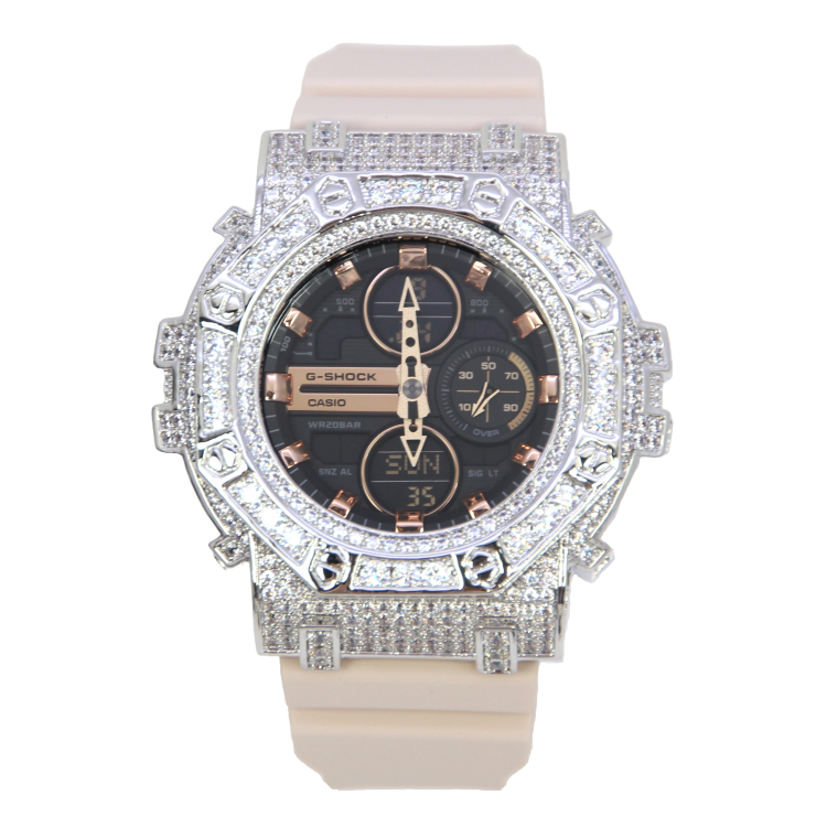 銀色 Mini-G 改裝手錶 GMA-S140M-4A - 八角雙圈