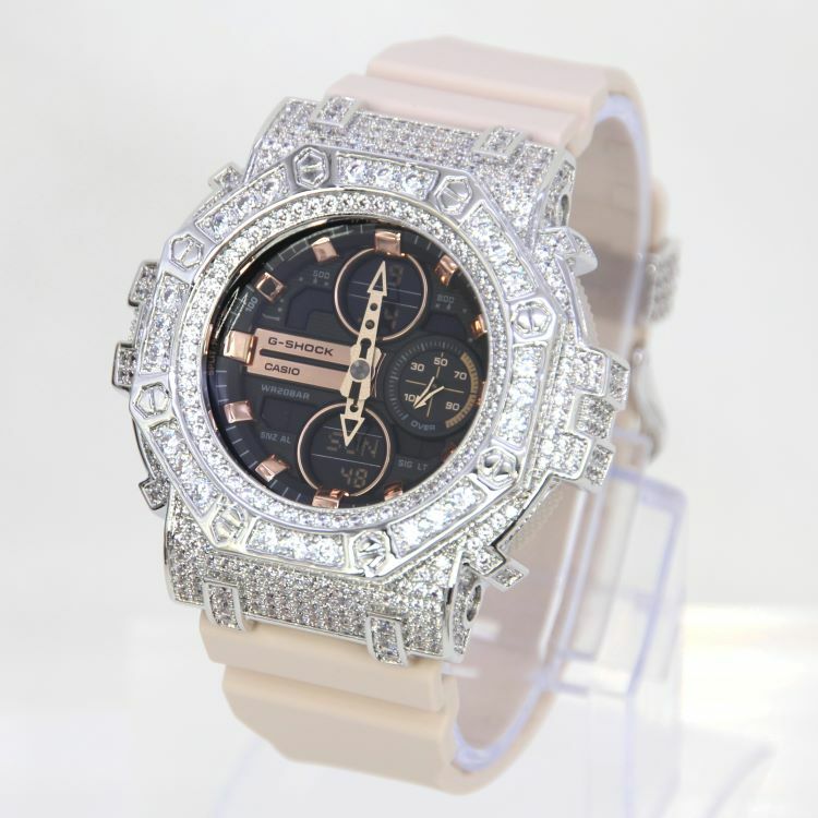 銀色 Mini-G 改裝手錶 GMA-S140M-4A - 八角雙圈