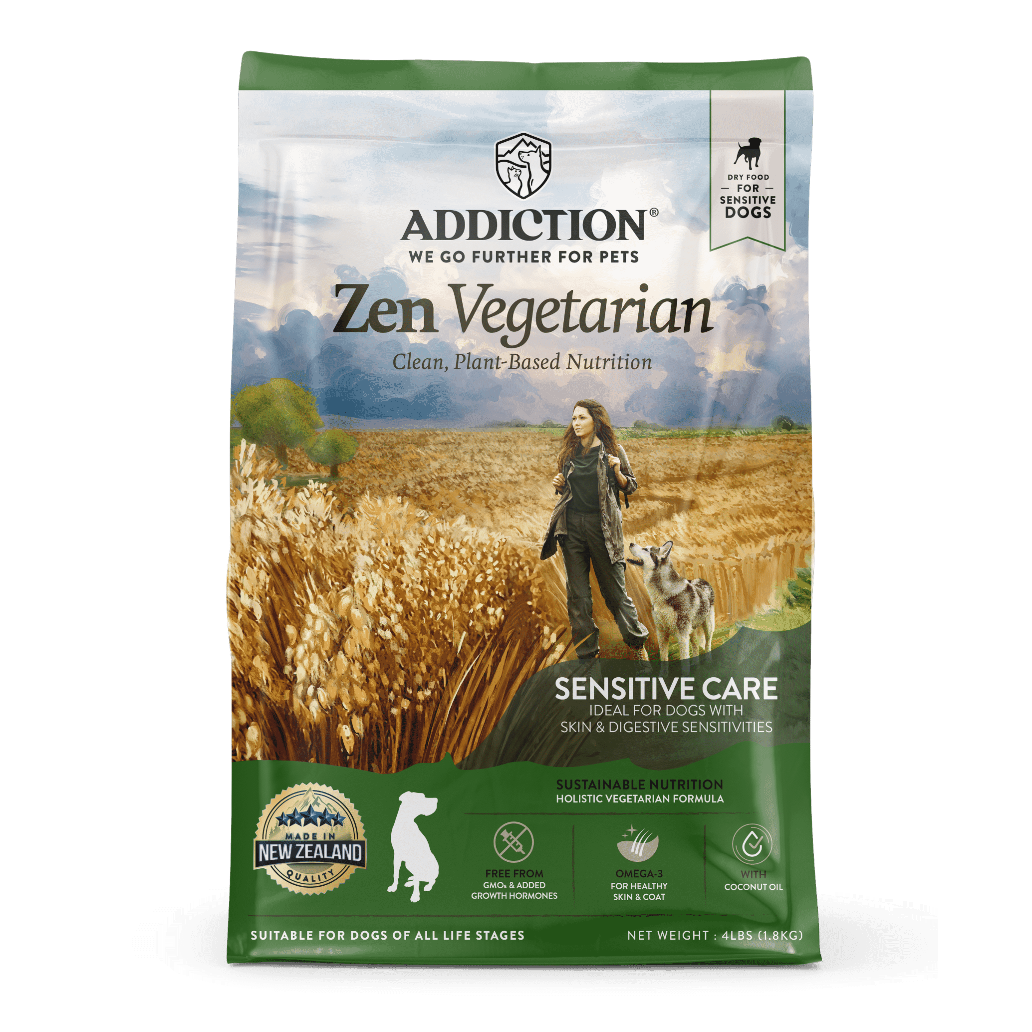 Addiction Zen Vegetarian Dry Dog Food For Adult Dogs．4lb/20lb