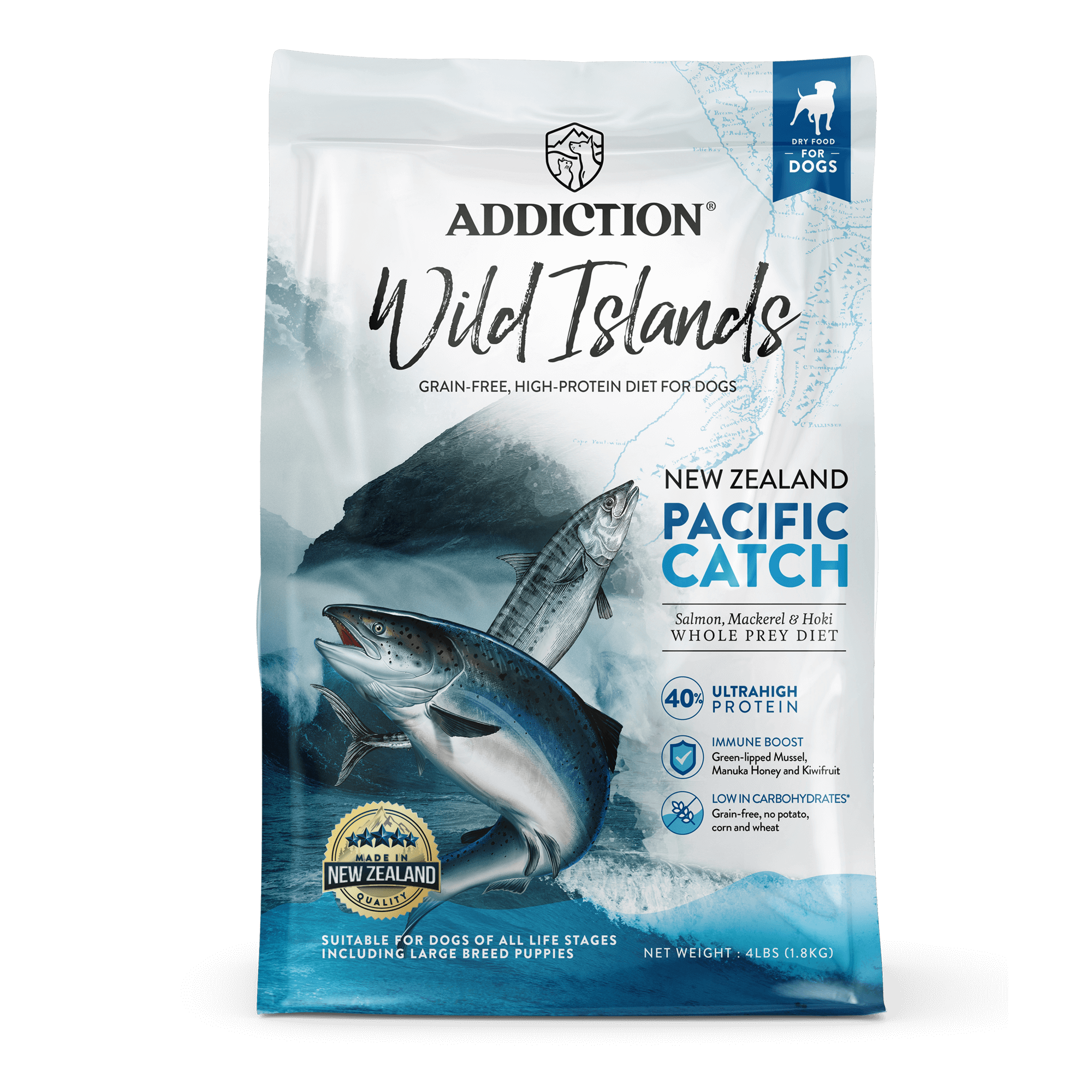 Addiction Grain Free Wild Island Pacific Catch Dry Dog Food 4lb/20lb