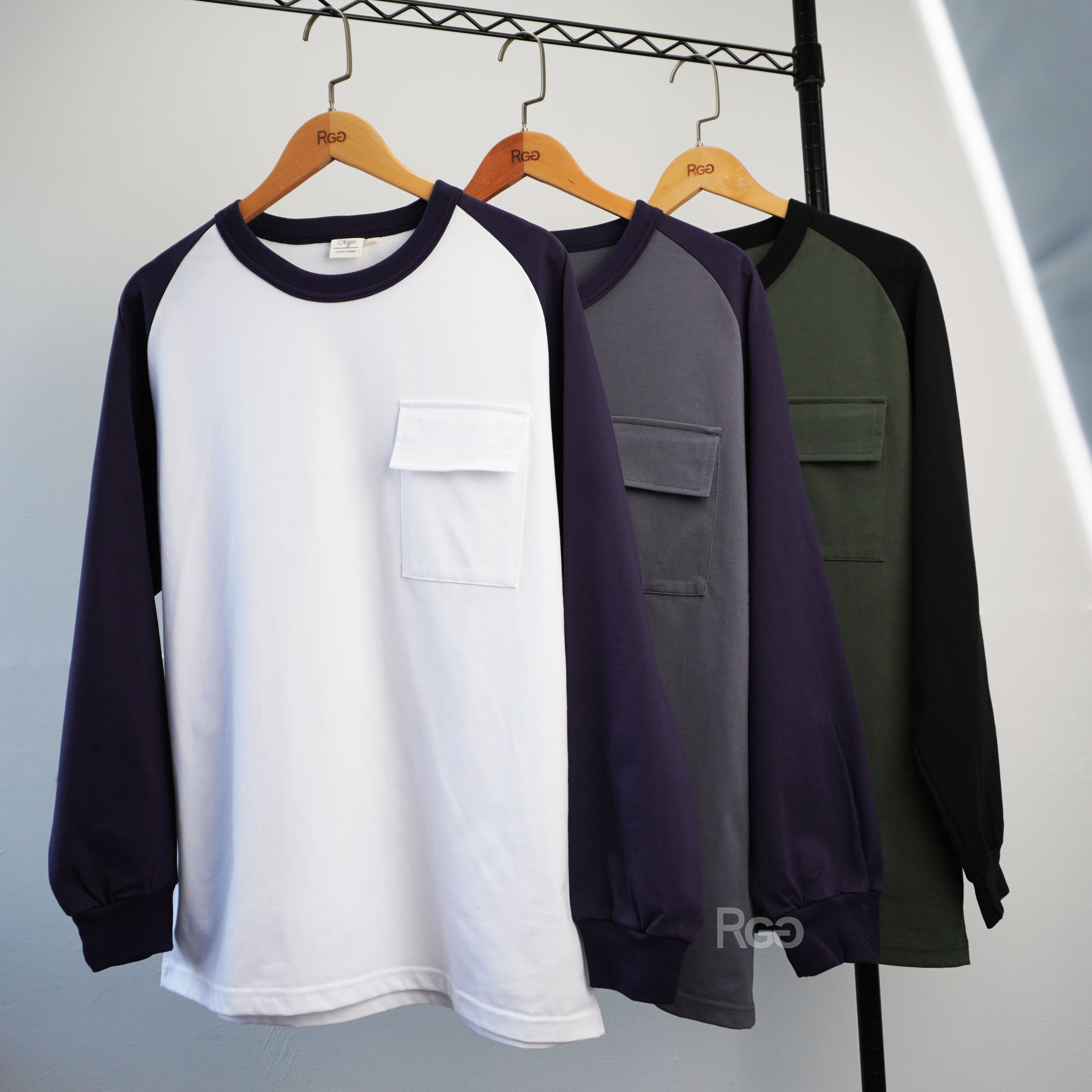 #23203 台灣製 16支純棉 7.3 OZ 重磅撞色長T