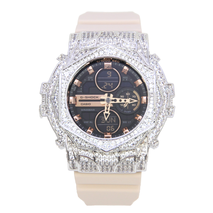 銀色 Mini-G 改裝手錶 GMA-S140M-4A - 玫瑰