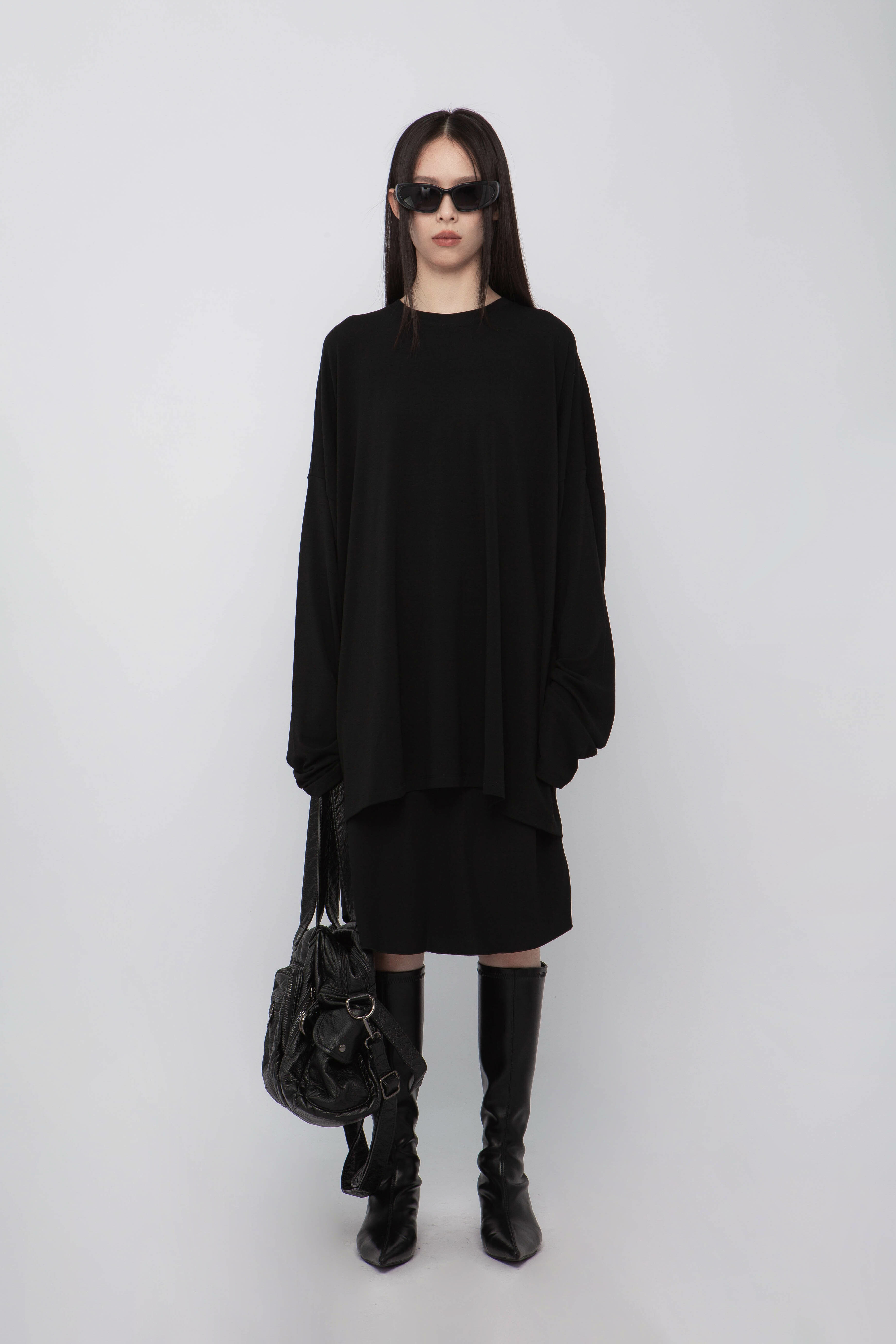 圓領長袖寬鬆T恤(-25%)