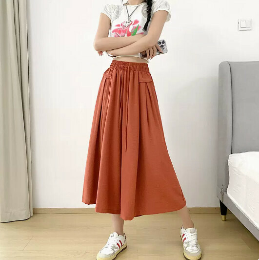 Ice silk culottes casual wide leg pants