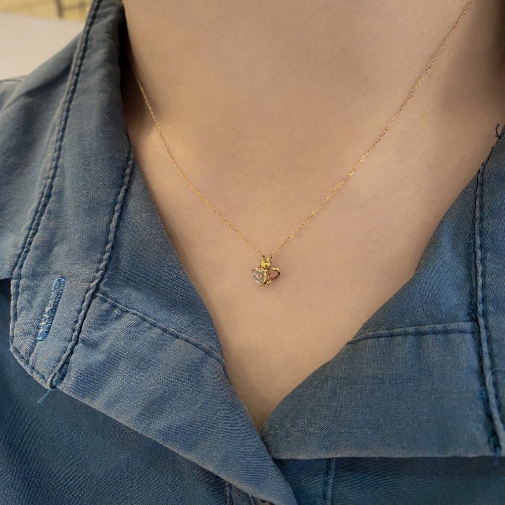 【me.luxe】K10月光石心貓項鍊