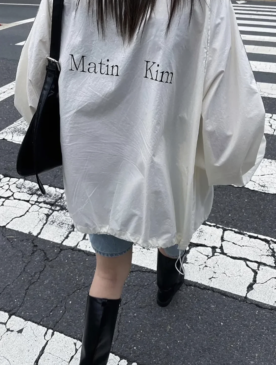 現貨 熱銷款 Matin Kim 尼龍感 抽繩 縮口 雙拉鍊 風衣 外套