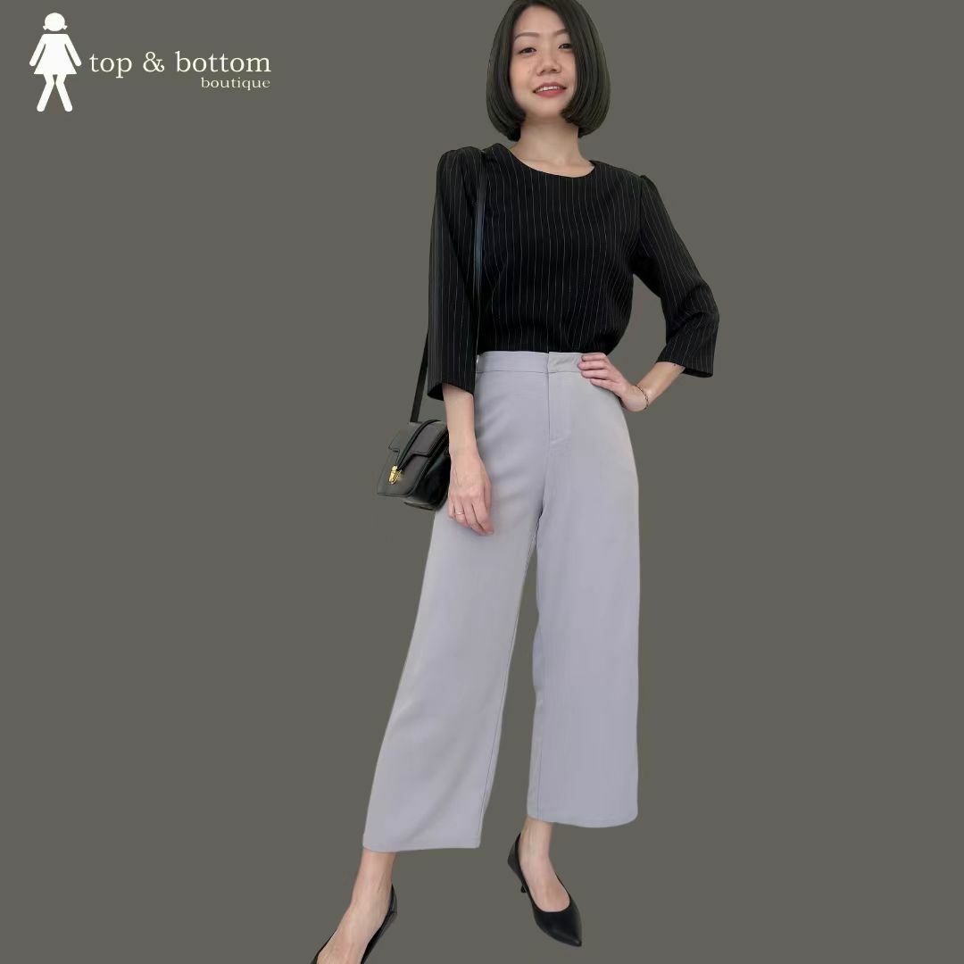 L/SLEEVE STRIPED SOLID BLOUSE