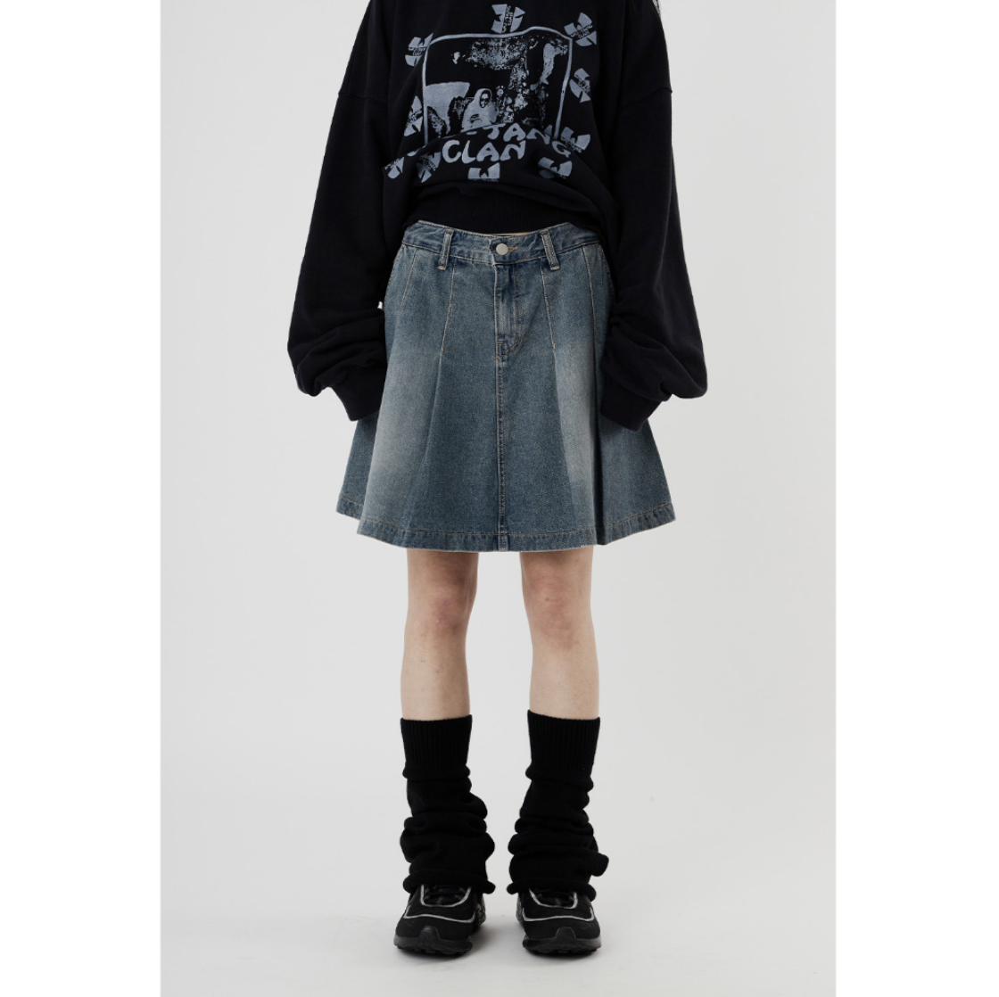 【JINNEE】韓國🇰🇷 Raucohouse 水洗牛仔 口袋 半身 短裙 裙子 百褶裙 五分裙