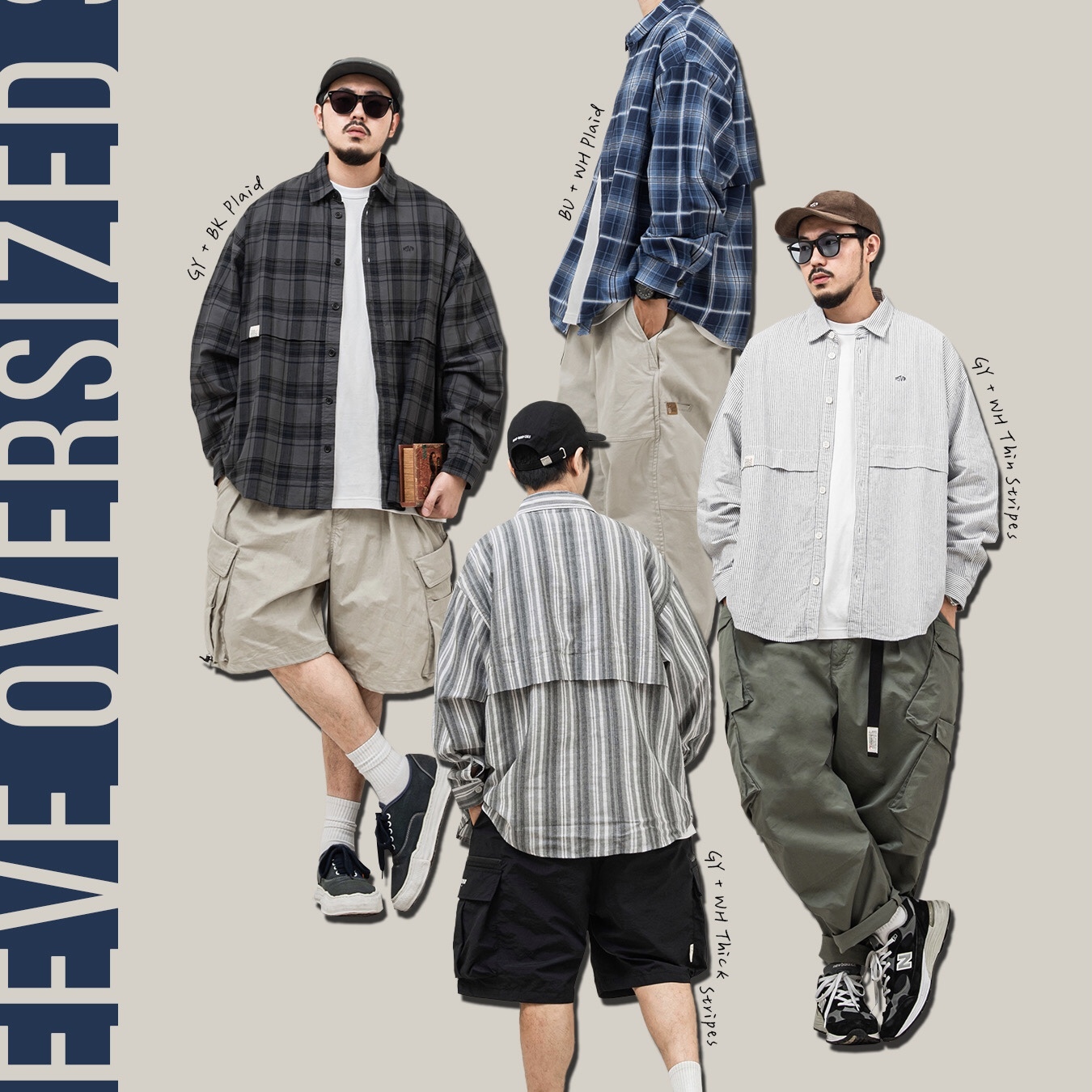 Persevere Long-Sleeve Oversized Shirt 長袖 襯衫 格紋 四色