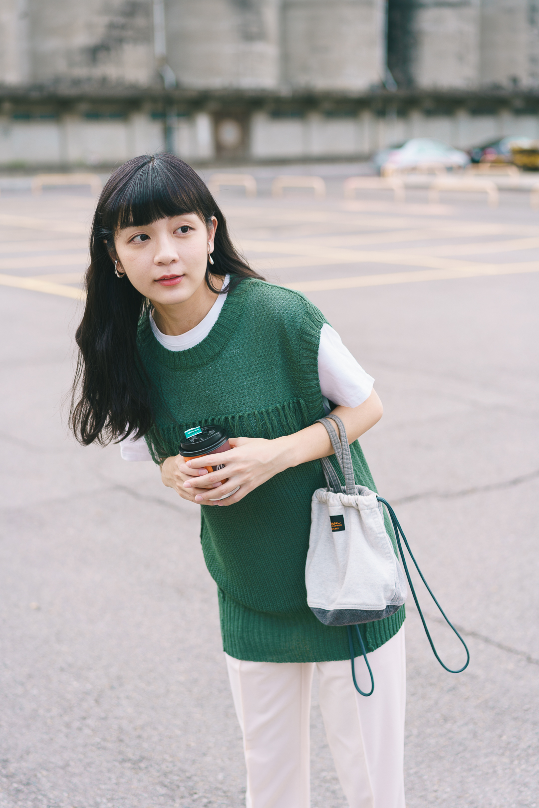 法式袖針織流蘇背心(兩色-木賊綠)