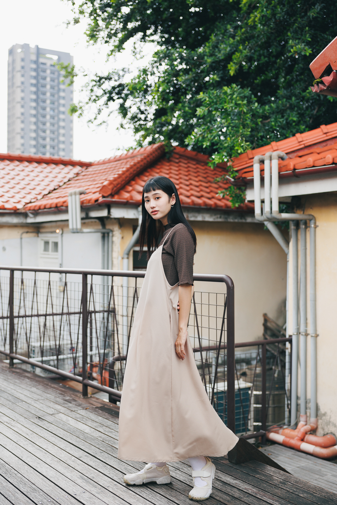 2way 吊帶背心連衣裙(兩色-米)