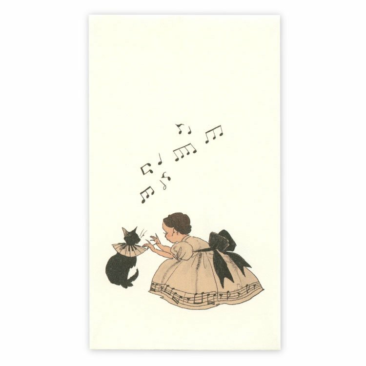 鋼琴 貓與我系列 5枚小信封｜日本Kurahashirei